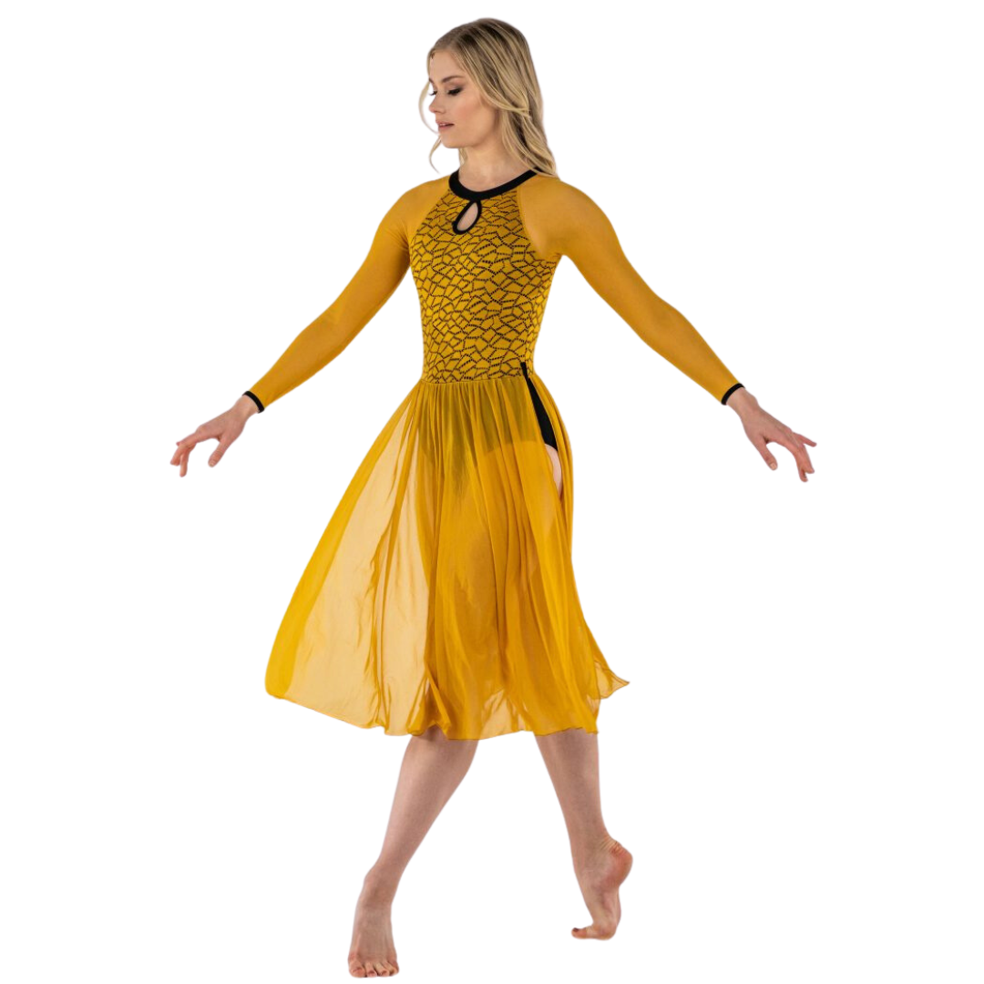 Custom Dance Costume Yellow Lyrical Leotard with Chiffon Skirt — Elite  Custom Costumes